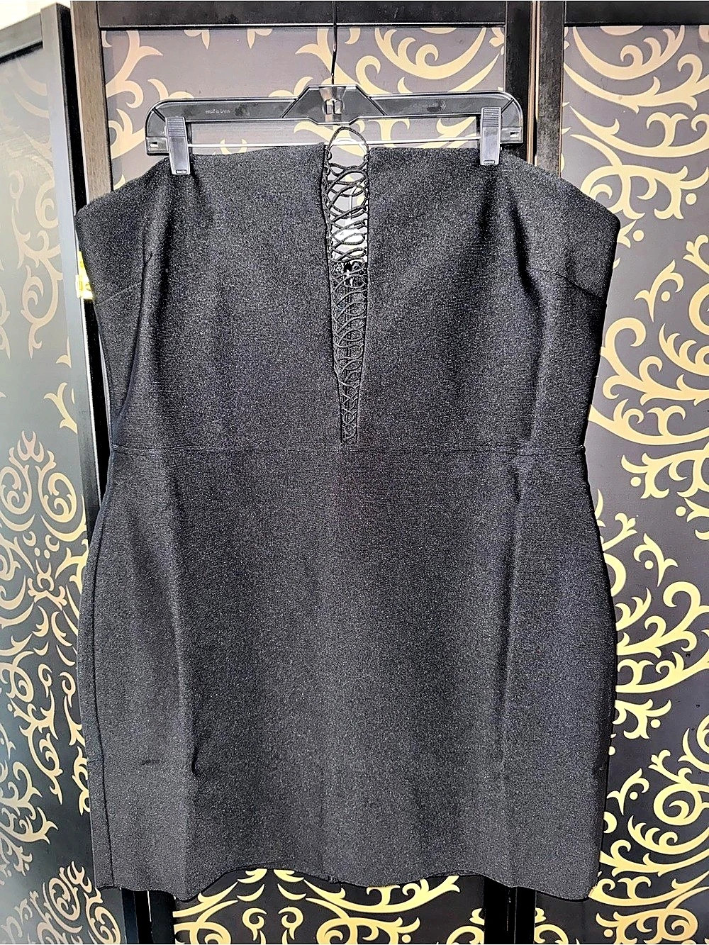 Fashion Nova Lettie Lace Up Bandage Mini Dress Black Size 3X NWT